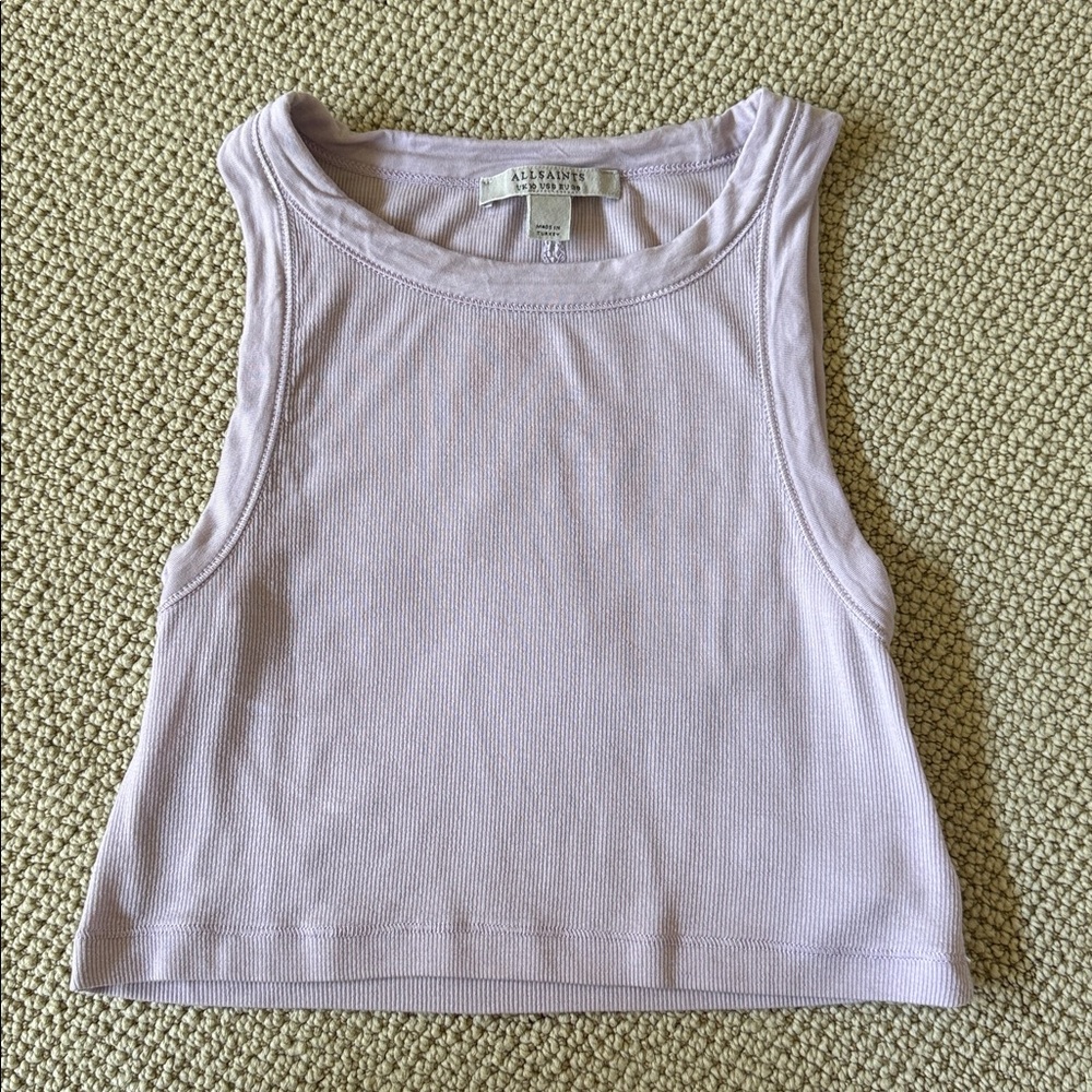All Saints Light Purple Ribbed Tee